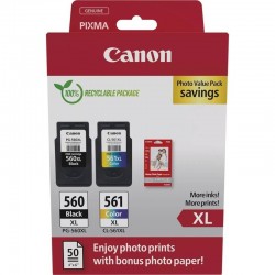 CANON PG-560XL/CL-561XL Photo Value Pack με 2 Μελάνια Εκτυπωτή InkJet Μαύρο / Πολλαπλό (Color) (3712C008)