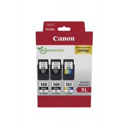 Canon 2x PG-560 / 1x CL-561 Πακέτο 3 Μελανιών Εκτυπωτή InkJet Μαύρο / Πολλαπλό (Color) (3712C009)